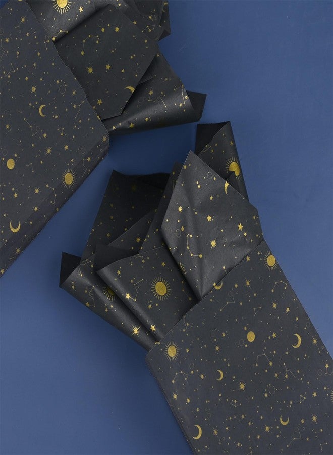Bolsome 100 Sheets 20 * 14 Inches Galaxy Tissue Paper for Gift Wrapping, Black Gold Moon Star Printed Tissue Paper for Gift Bags for Birthday Christmas Baby Shower DIY Craft - Image 3